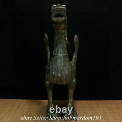 19.2 Old Chinese Bronze Dynasty Bird Beast Zun Statue Sculpture