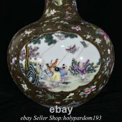 19.2 Qianlong Marked Chinese Colour enamels Porcelain Flower Tongzi Vase Bottle