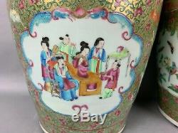 19th C. Chinese Pair Rose Medallion Porcelain Big Vases