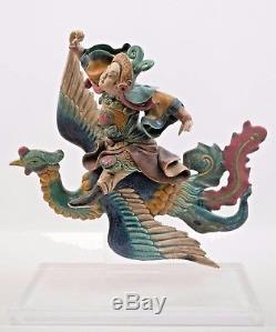 19th Cen CHINESE WARRIOR Riding Phoenix Ceramic Antique ROOF TILE Museum Quality