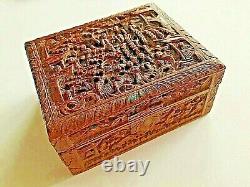19th Century China Chinese Canton Carved Sandalwood Box