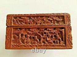 19th Century China Chinese Canton Carved Sandalwood Box
