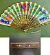 19th Century China Chinese Canton Hundred Faces Lacquer Paper Fan With Box