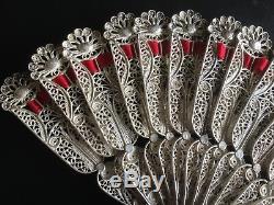 19th Century China Chinese Solid Silver Filigree Fan