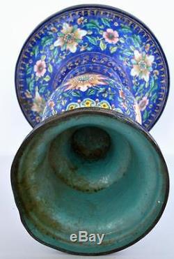 19th Century Chinese Canton Gilt Enamel Cobalt Blue Trumpet Vase 29CM