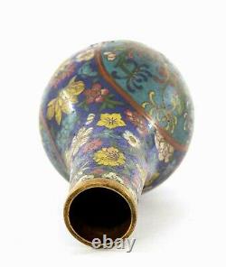 19th Century Chinese Gilt Cloisonne Enamel Vase with Flowers