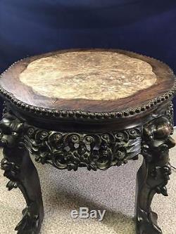 19th Century Chinese Jardiniere Stand With Marble Top