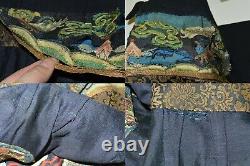 19th Century Chinese Kesi Kossu Silk Embroidery Half Skirt Dragon AS IS