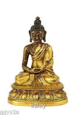 19th Century Chinese Sino Tibetan Tibet Gilt Bronze Seated Buddha