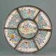19th Chinese Cantonese Enamel Sweet Meat Altar Dish Ceremonial Figures