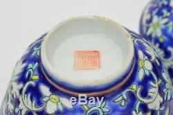 19th Chinese Qing Guangxu PERANAKAN Blue Ground Lidded Tea Bowl Cover
