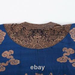 19th century Chinese Imperial Blue Chifu Robe 9 Dragons