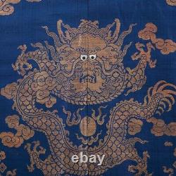 19th century Chinese Imperial Blue Chifu Robe 9 Dragons
