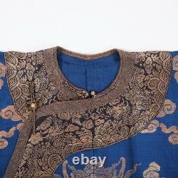 19th century Chinese Imperial Blue Chifu Robe 9 Dragons