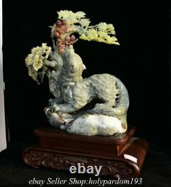 20 Chinese Natural Xiu Jade Carving Tree Beast Wolf Statue Sculpture