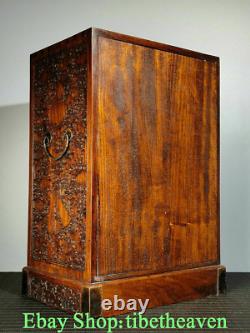 20 Rare Old Chinese Huanghuali Wood Hand Carving Palace Flower Peach 5 Drawer