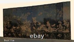 20th Century Asian Chinese Chinoiserie Black Coromandel 12 Panel Screen Divider