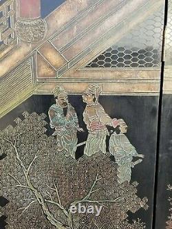 20th Century Asian Chinese Chinoiserie Black Coromandel 12 Panel Screen Divider