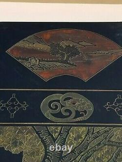 20th Century Asian Chinese Chinoiserie Black Coromandel 12 Panel Screen Divider