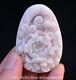 2.2 Chinese Natural Pink Dushan Jade Fengshui Flower Wealth Pendant Amulet