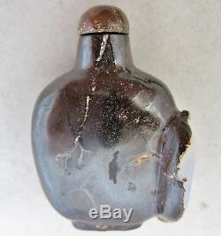 2.3 Chinese Carved Australian Boulder OPAL Snuff Bottle with Qilin or Foo Lion