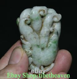2.4 Old Chinese Emerald Jadeite Jade Feng Shui Peach Buddha Hand Ruyi Statue