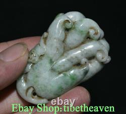 2.4 Old Chinese Emerald Jadeite Jade Feng Shui Peach Buddha Hand Ruyi Statue