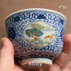 2 Antique Chinese teacups in blue and white, Late Qing / Republic #710 #711