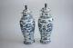 2 Pcs Antique Chinese Porcelain Blue And White Dragon Vase With Lid Marks