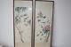 2 Pcs Chinese Original Bird Flower Ink & Watercolour Painting On Silk Signed
