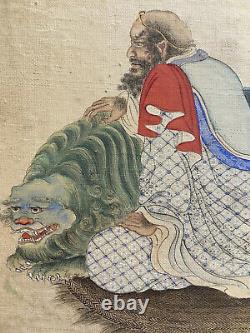 2 x fine 19th Century Chinese Silk Paintings of Luohans- Buddha, Tibetan, Qing