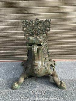 32 Ancient Chinese Bronze Ware Dragon Beast Incense burner Zun Statue
