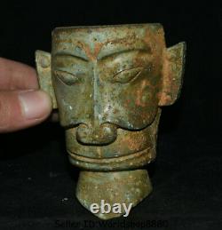 3.2 Antique Chinese Bronze Ware Dynasty Sanxingdui People Head helmet Statue