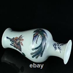 41cm Chinese Five-colored Porcelain Vase Animal Dragon Pottery Vase Bottle