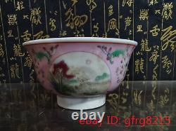 4.4 Chinese antiques Qianlong Pastel Open window landscape pattern Bowl A pair