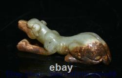 4.4 Rare Old Chinese Hetian Jade Dynasty Palace Carving Foo Dog Sculpture