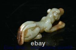 4.4 Rare Old Chinese Hetian Jade Dynasty Palace Carving Foo Dog Sculpture