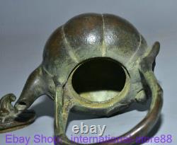 4.4 Xuande Marked Old Chinese Red Copper Palace Frog Lotus Teapot Wine Pot