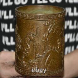 4.6 Marked Old Chinese Bronze Dynasty Animal Tiger Pen container