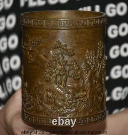 4.6 Marked Old Chinese Bronze Dynasty Animal Tiger Pen container