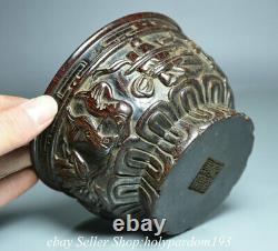 4.8 Marked Chinese Ox Horn Carving Dynasty Beast Face Bowl Bowls
