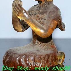 4 Old Chinese Dynasty Yellow Colored Glaze Palace Servant People Person Statue