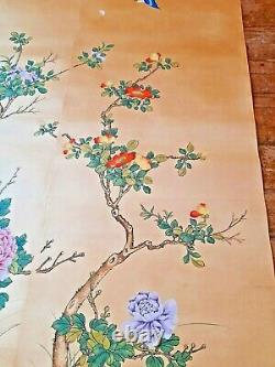 4 panels antique handpainted Chinese wallpaper chinoiserie mural interior design