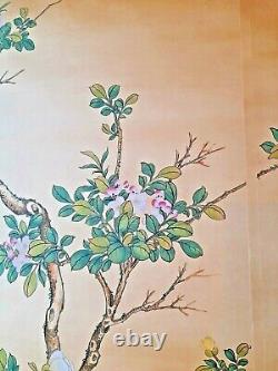 4 panels antique handpainted Chinese wallpaper chinoiserie mural interior design