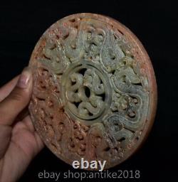 5.2 Ancient Chinese Dynasty Hetian Jadeite Carved Fengshui Dragon Beast Jade Bi