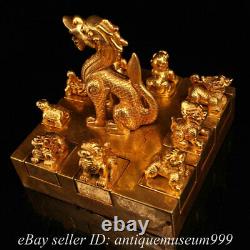 5.2 Chinese Copper Gilt Dynasty Hand engraving Dragon Imperial jade Seal Signet