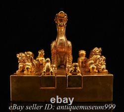 5.2 Chinese Copper Gilt Dynasty Hand engraving Dragon Imperial jade Seal Signet