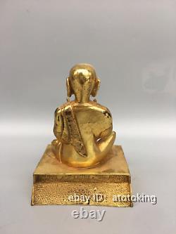 5.2 Chinese antiques Pure copper Gold plated Sitting posture Guru Buddha Statue