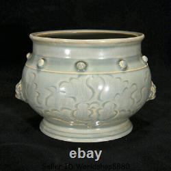 5.2 Old Chinese Song Dynasty Ru Kiln Porcelain Lion Head Pot Jar Incense Burner