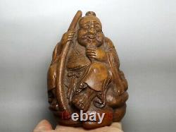 5.3 Old Antique Chinese Folk art Carved Bamboo root god of longevity man statue